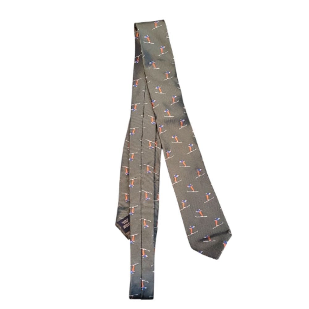 Banana Republic Olive Green Skier Jump Silk Tie